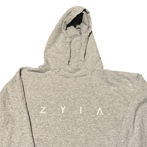 ZYIA Heather Gray Raw Hem Cropped Hoodie Size Small NO DRAWSTRING - Picture 5 of 6